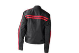 Women's Black Lightweight Textile Jacket W/ Red Stripes