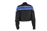Women's Black Lightweight Textile Jacket W/ Blue Stripe