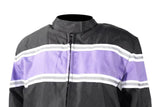 Women's Black Lightweight Textile Jacket W/ Purple Stripe