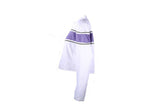 Women's White Lightweight Textile Jacket W/ Purple Stripe