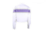 Women's White Lightweight Textile Jacket W/ Purple Stripe