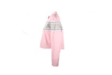 Women's Light Pink Lightweight Racer Style Textile Jacket W/ Thick White Stripe