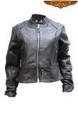 Womens Leather Jacket With Multiple Pockets