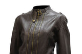 Women's Brown Butter Soft Jacket With Studs On Front & Back