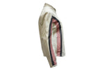 Womens Soft Leather Jacket With Silver  & Pink Stripes