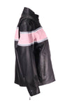 Womens Racer Jacket With Pink & Double Silver Stripes