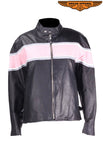Womens Racer Jacket With Pink & Double Silver Stripes