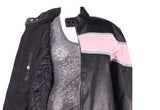 Womens Racer Jacket With Pink & Silver Stripes
