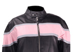 Womens Racer Jacket With Pink & Silver Stripes