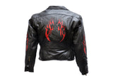 Women's Leather Jacket With Snap Down Collar
