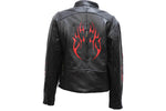 Women's Cowhide Leather Motorcycle Jacket With Flames