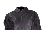 Women's Leather Jacket With Classic Collar