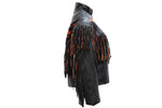 Womens Leather Jacket With Flames & Fringe