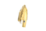 Women's Mustard Yellow Leather Jacket With Beads, Studs, Bone & Fringe