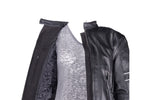 Womens Leather Jacket With Reflective Stripes On Sleeves