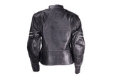 Womens Leather Jacket With Reflective Stripes On Sleeves