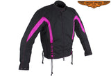 Womens Hot Pink & Black Motorcycle Textile Jacket