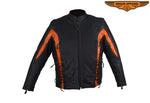 Women's Black and Orange Leather Racer Jacket With Laces