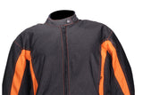 Womens Black & Orange Textile Motorcycle Jacket