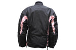 Womens Black & Pink Textile Racer Jacket With Zippered Cuffs