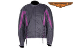 Womens Textile Racer Jacket With Multi Pockets