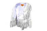 Womens Off White Leather Jacket With Snaps
