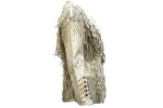 Womens Off White Leather Jacket With Beads, Studs, Bone & Fringe With Snaps