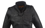 Womens Classic Soft Leather Motorcycle Shirt With Fold Down Collar