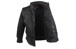 Womens Classic Soft Leather Motorcycle Shirt With Fold Down Collar