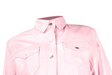 Womens Leather Pink Shirt With Snaps Lining