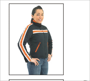 Women Textile Jacket with White & Orange Stripes
