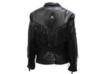 Womens Leather Jacket With Diamond Shapes Braid