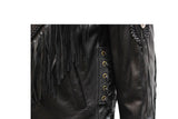 Womens Leather Jacket With Diamond Shapes Braid