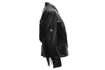 Womens Leather Jacket With Diamond Shapes Braid