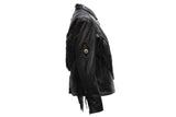 Womens Leather Jacket With Diamond Shapes Braid