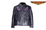 Women Puple Rose Inlay Jacket with Side Laces