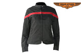 Womens Red Stripe Textile Jacket