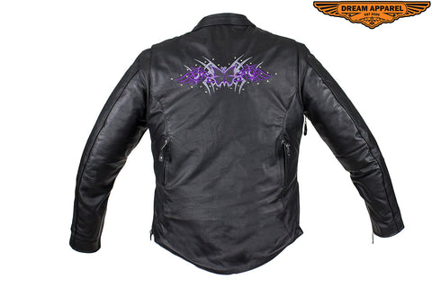 Women's Concealed Carry Leather Jacket with Butterflies