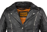 Womens Studded Leather Motorcycle Jacket With Concealed Carry Pockets