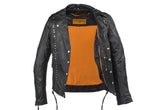 Womens Studded Leather Motorcycle Jacket With Concealed Carry Pockets