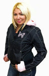 Womens Textile Jacket With Pink Hoodie With Reflective Butterfly