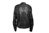 Womens Textile Motorcycle Jacket With Black Hoodie & Wings