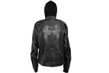 Womens Textile Motorcycle Jacket With Black Hoodie & Wings