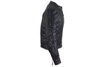 Women's Leather Jacket With Tribal Embroidery & Studs