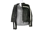 Womens Racing Leather Jacket With Off White Stripes