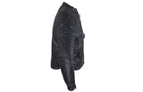 Womens Leather Motorcycle Jacket With Reflective Skulls