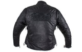 Womens Leather Motorcycle Jacket With Reflective Skulls