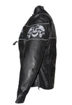 Womens Leather Motorcycle Jacket With Reflective Skulls