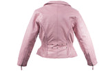 Womens Pink Top Grade Leather Motorcycle Jacket