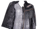 Womens Leather Jacket With Braid & Fringe
